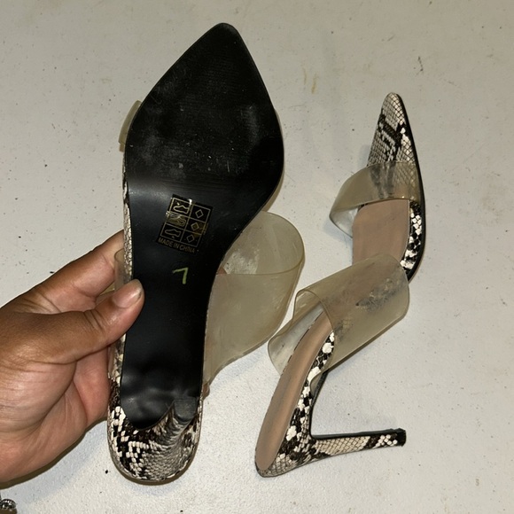 Snakeskin and Clear Strap Mules - Picture 4 of 5